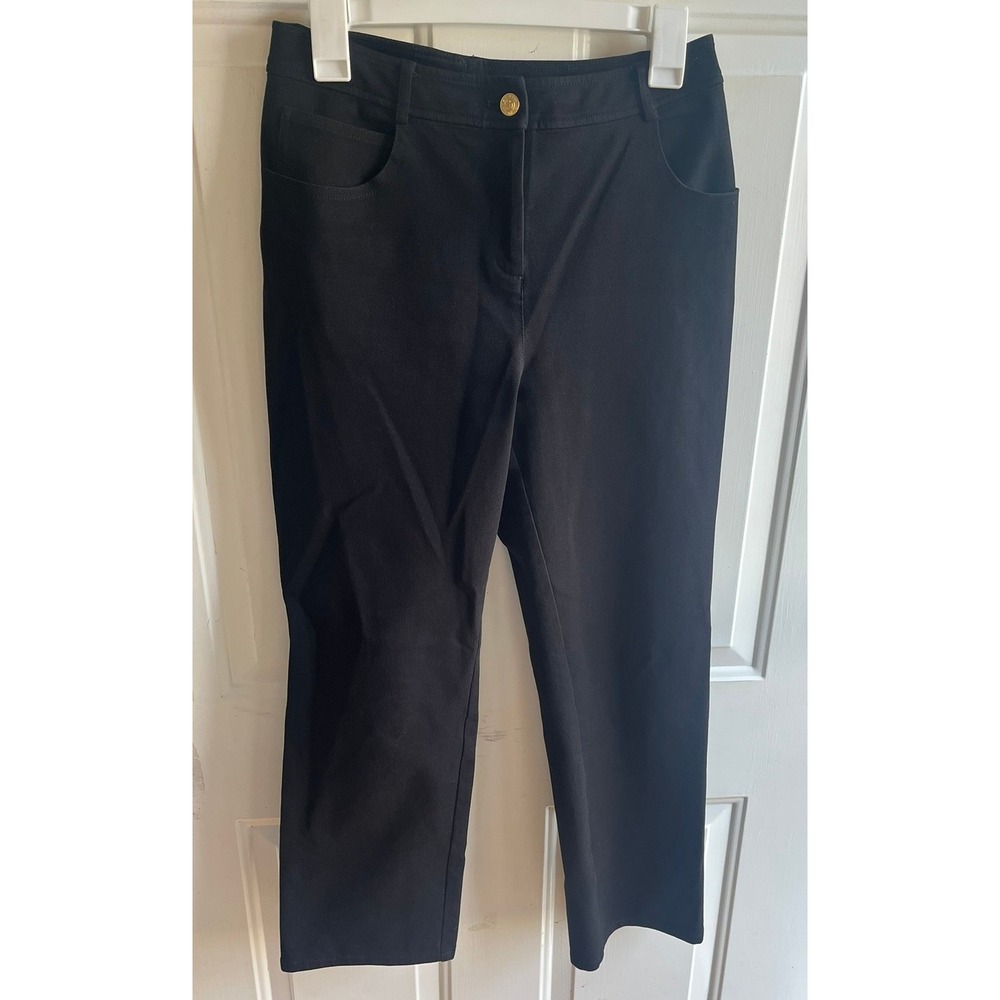 St. John Women's Black Designer Business Straight Leg Hi-Rise Ankle Pant Sz 4 - Picture 2 of 10